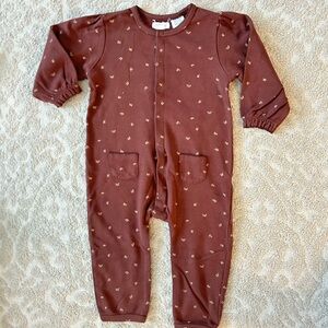 Jamie Kay nwt girls toddler footless sleeper cotton tie 2 maroon blossom